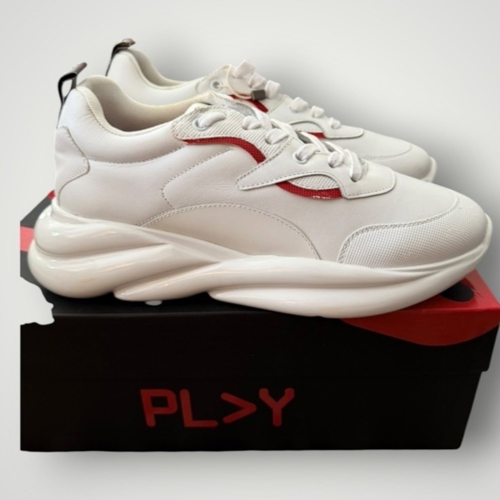 Off Play VRT 3 U Sneakers Men 8 41 White Red Chunky Leather Italy Streetwear
